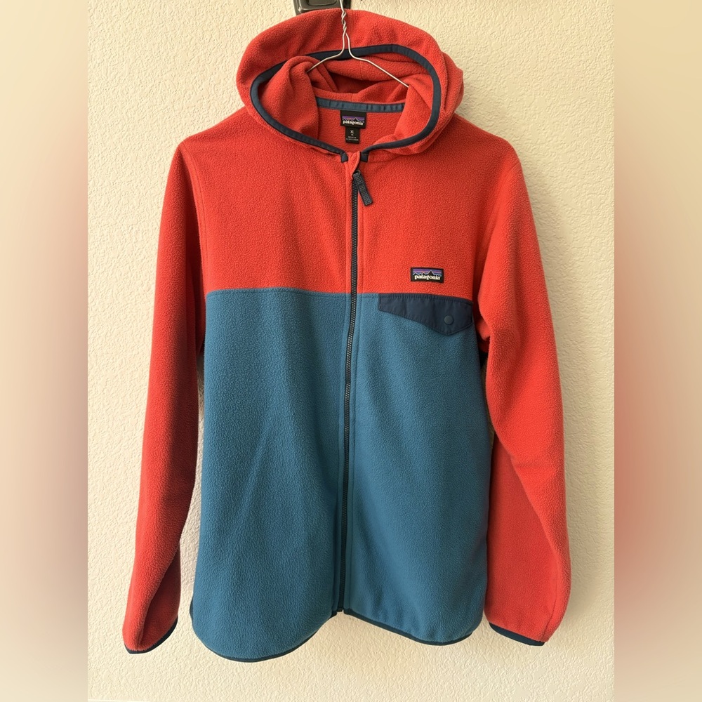 Patagonia Kids Two-Tone Red and Blue Fleece Jacket